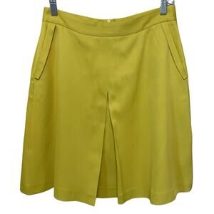 Massimo Dutti A-Line Skirt Women’s Size 8 Mustard Yellow Center Front Pleat NEW
